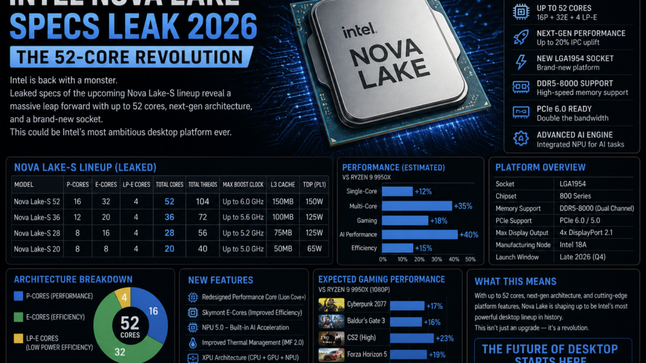 Intel Nova Lake Specs Leak 2026: The 52-Core Revolution