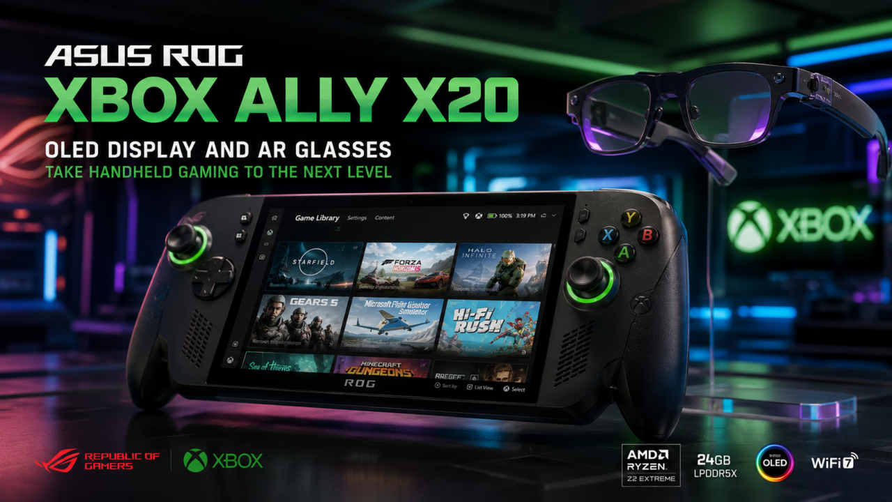 Asus ROG Xbox Ally X20: OLED Display and AR Glasses Take Handheld Gaming to the Next Level